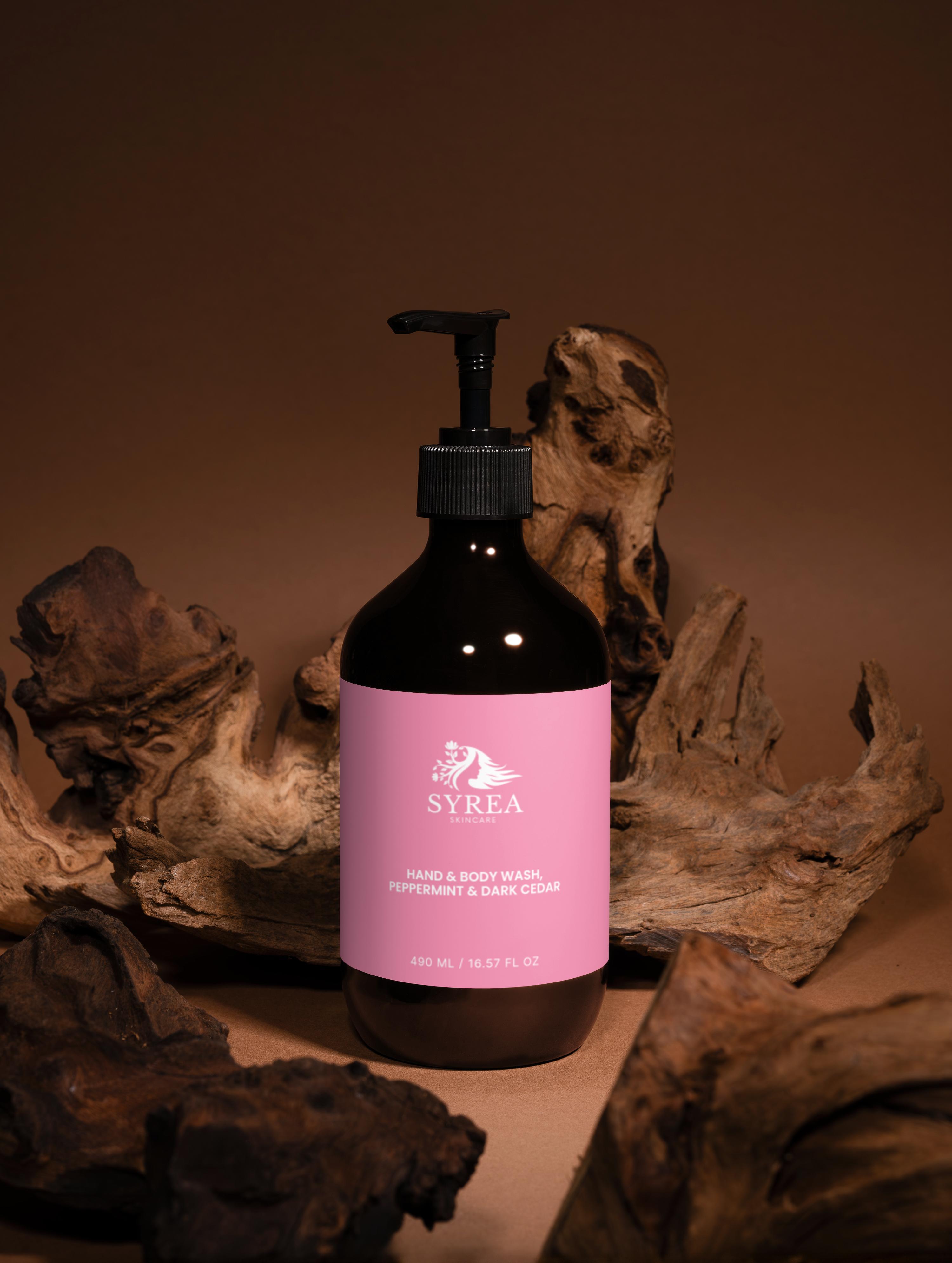Hand & Body Wash, Peppermint & Dark Cedar